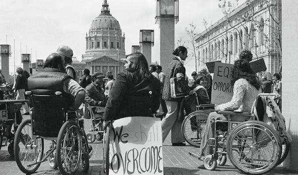 1977, disability activists protesting in Washington to get Section 504 of the Rehabilitation Act of 1973 signed into law