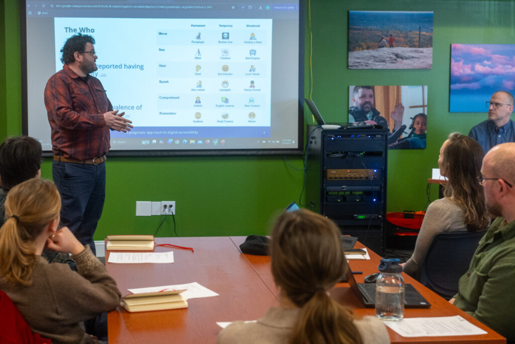 Daniel Filson delivering accessibility training to municipal staff at a Greater Portland Council of Governments session.